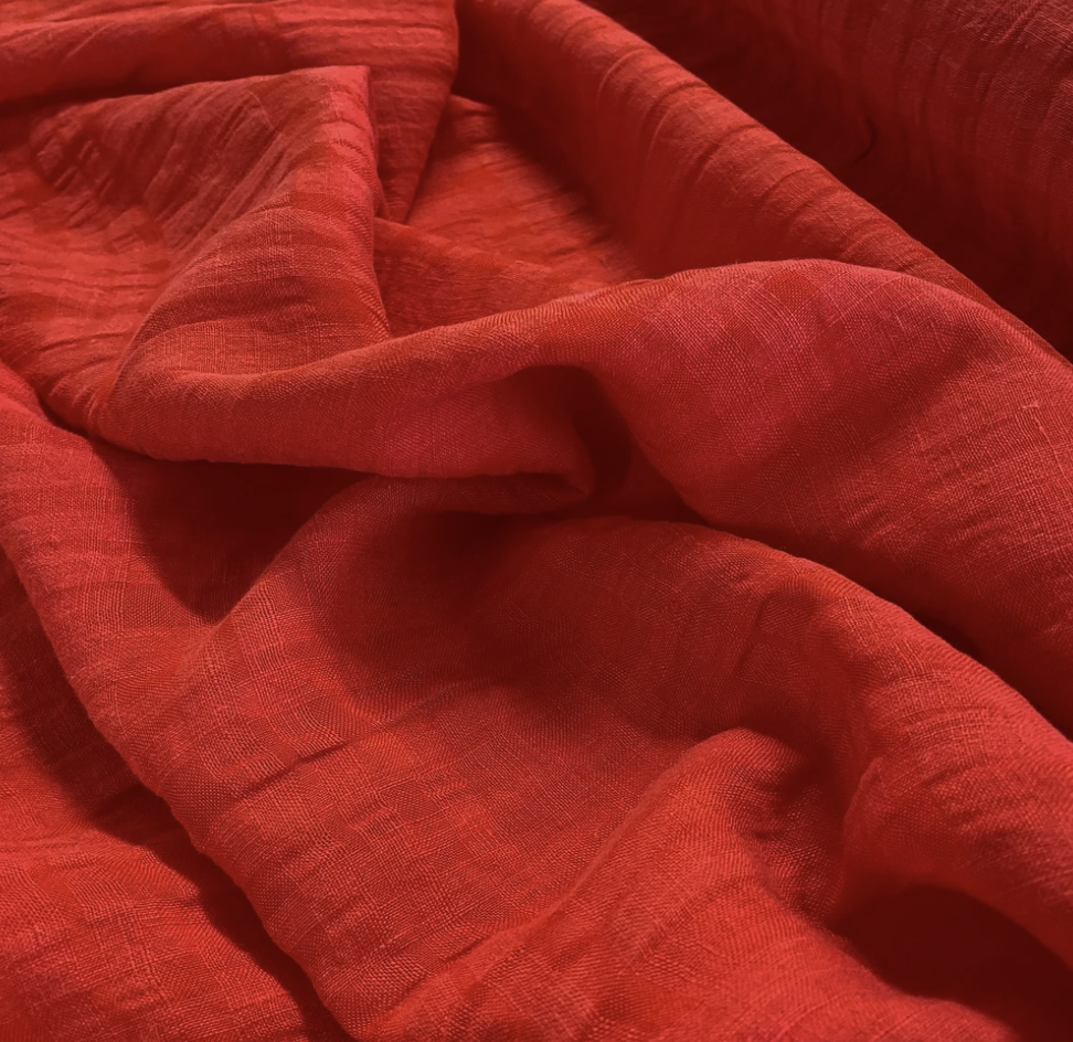 Fabric: Linen Self Check Red